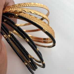 Black & Brass Assorted Bangles